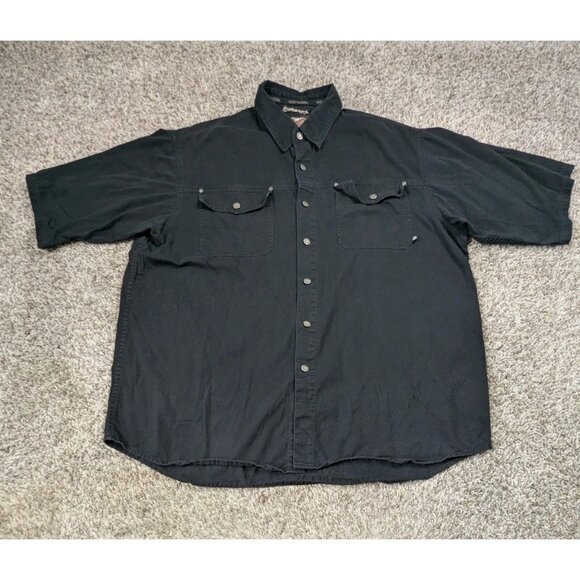 Harley Davidson Button Down Shirt Mens 2XL Black Metal Buttons Biker Motorcycle - Picture 1 of 5